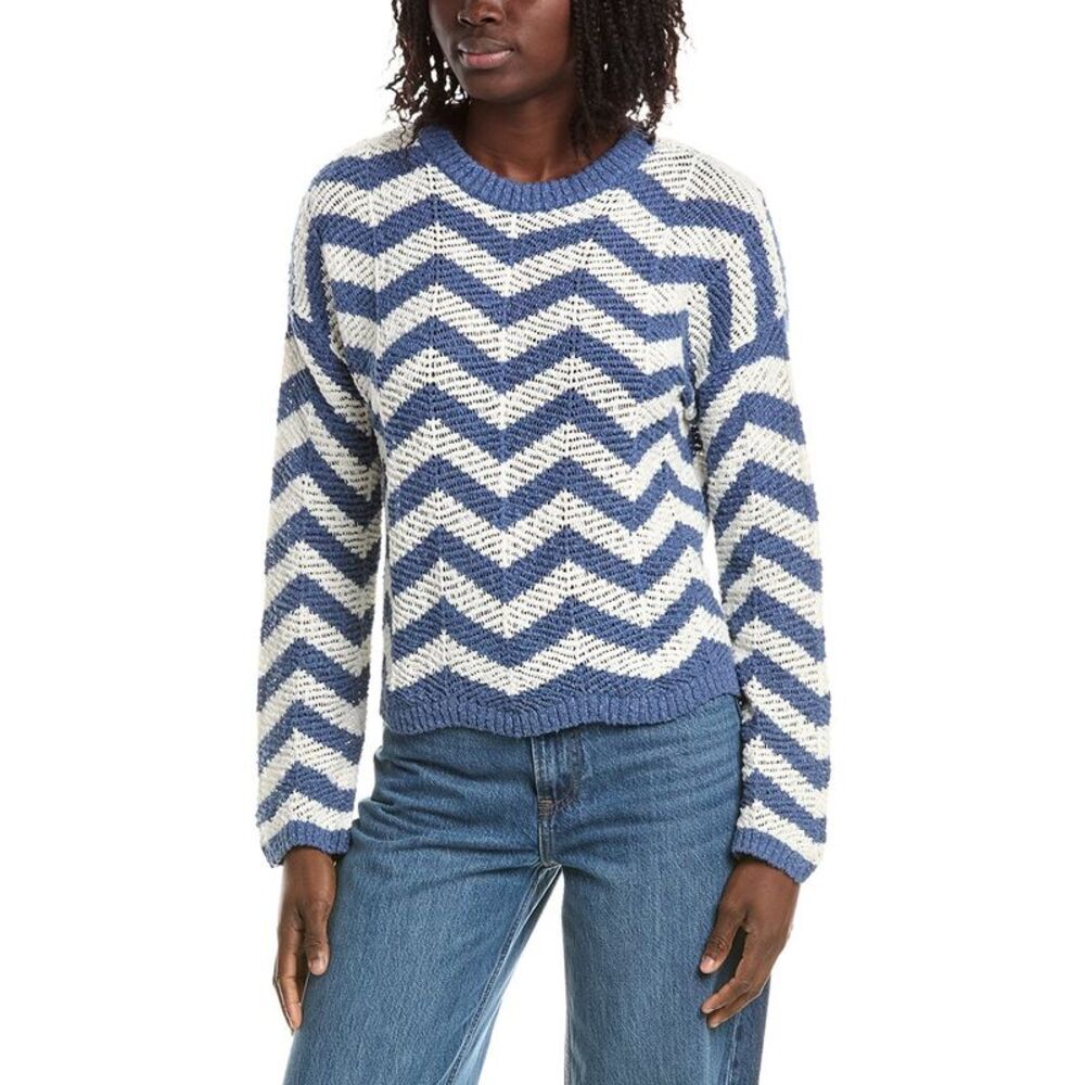 &Isla Womens  Odele Chevron Stripe Sweater, White
